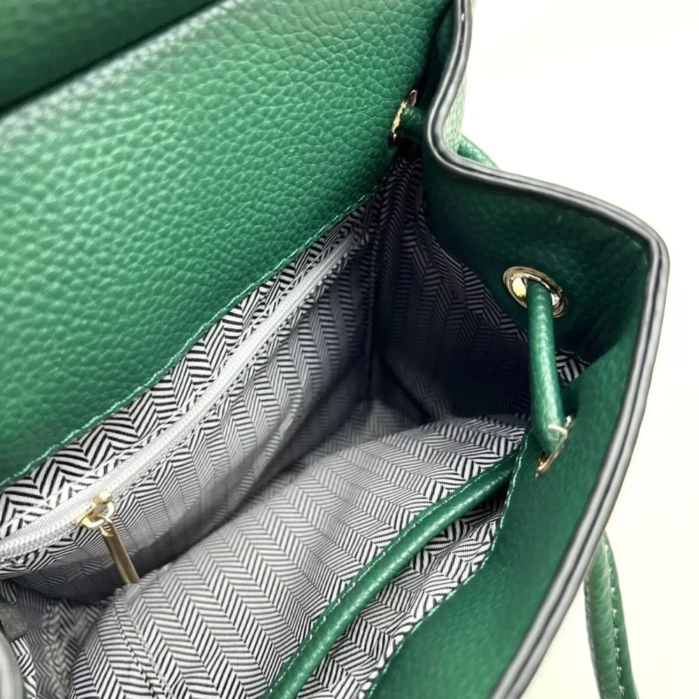 Backpack Green Drawstring Handbag Small Convertible NWT - Picture 6 of 7